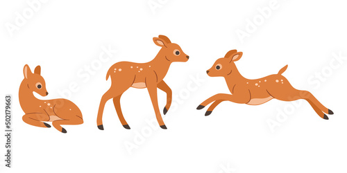 Cartoon fawn sketch line icon.   ute animals icons set. Childish print for nursery  kids apparel  poster  postcard  pattern.