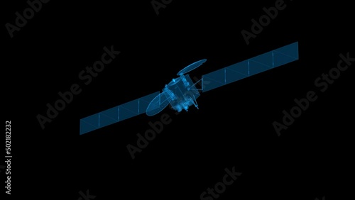 High detailed 4k loop rotating 360 degrees abstract military satellite hologram footage. Overlay slow motion 60 fps