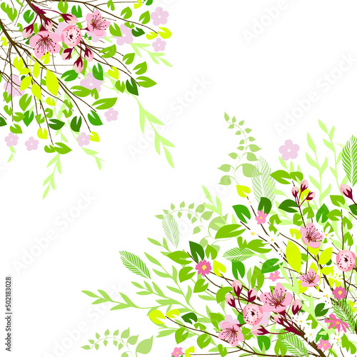 Background with spring sakura flowers. Vector illustration