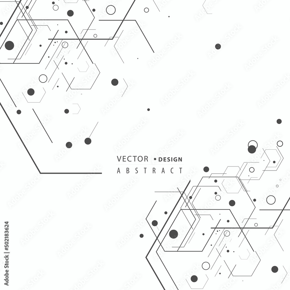 Abstract hexagons for dna, data, medicine, scientific, Modern biology genetic, science, chemical pattern. Technology geometric carcass. Vector connection and social network