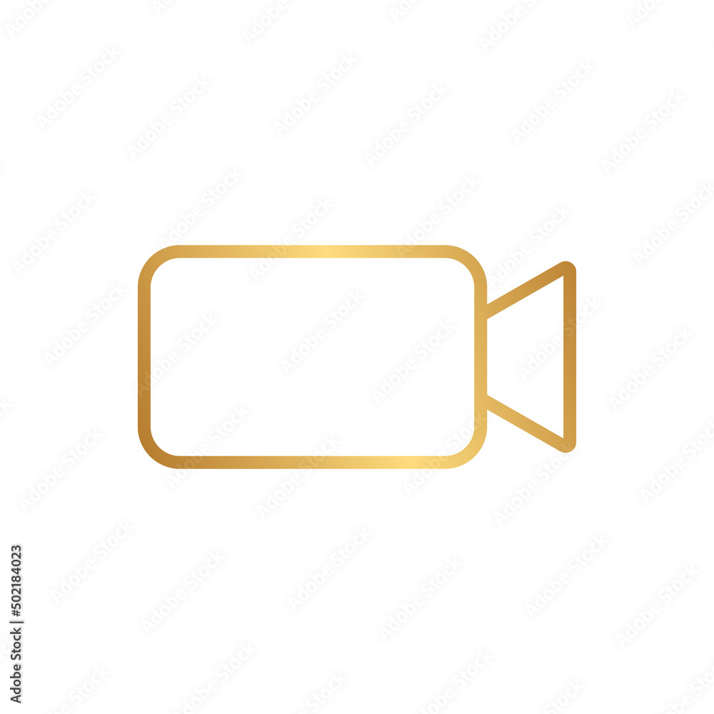 Video camera icon with gold gradient Video camera icon with gold gradient