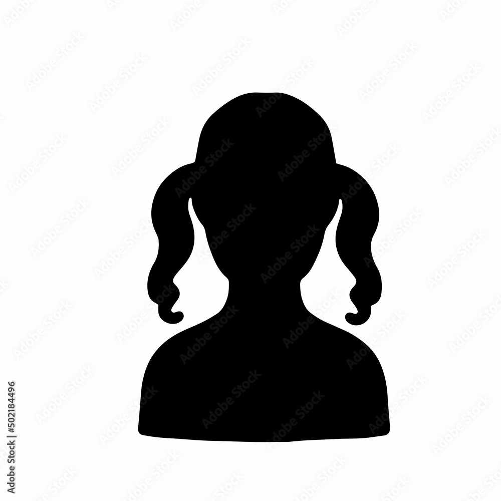 ツインテールの人物シルエット 黒 ツインテールの人物シルエット 黒