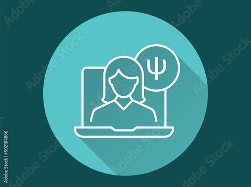 Psychological help icon with long shadow for graphic and web design.