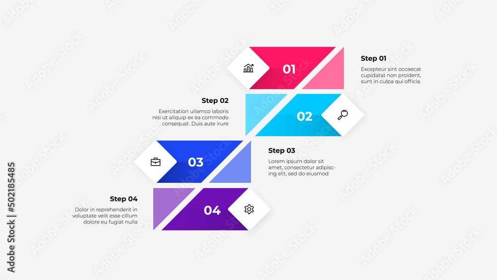 Business infographic design template. Four abstract elements with rhombus. Concept of 4 steps of project development process Business infographic design template. Four abstract elements with rhombus. Concept of 4 steps of project development process