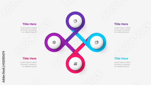 Cycle diagram with 4 options or steps. Slides for business presentation. Abstract infographics