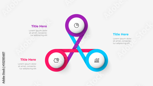 Cycle diagram with 3 options or steps. Slides for business presentation. Abstract infographics