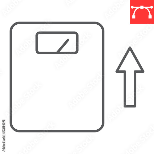 Weight gain line icon, balance and overweight, weight scale vector icon, vector graphics, editable stroke outline sign, eps 10.