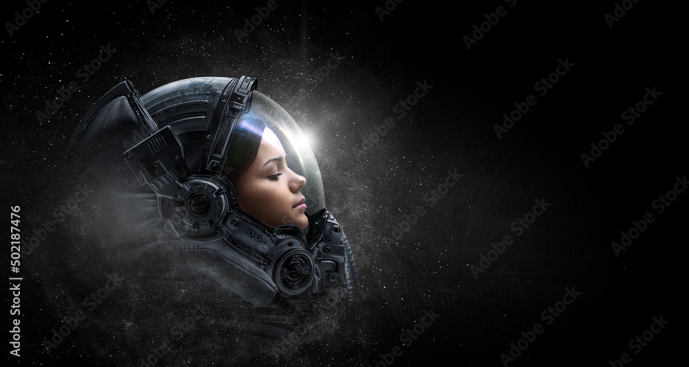 Astronaut and space exploration theme. - obrazy, fototapety, plakaty 