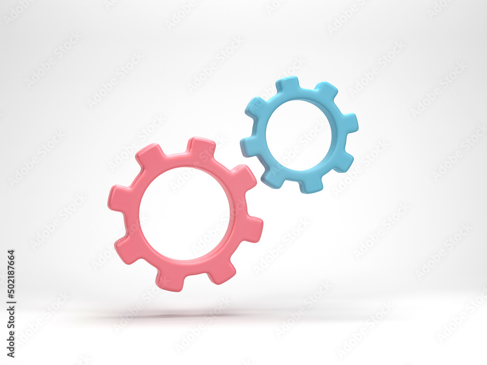 3D rendering, 3D illustration. Minimal gear symbol isolated on white background. Gear simple icon cogwheel concept. 3D rendering, 3D illustration. Minimal gear symbol isolated on white background. Gear simple icon cogwheel concept.