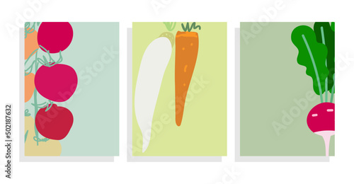 vector template background set with vegetable flat 