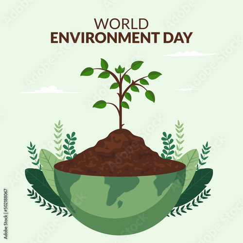 World environment day concept with tree planting and green earth