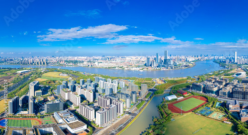 Canvas Print West Bank business district and Qiantan International Business District, Shangha