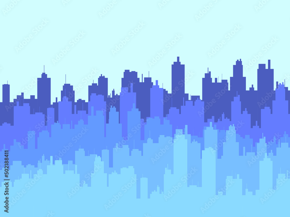 Panorama of a big city with skyscrapers. Contours of city buildings, daytime city. City skyline for print, posters and promotional materials. Vector illustration