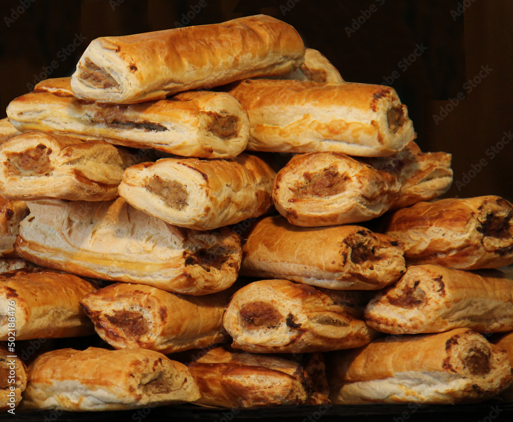 A Collection of Freshly Baked Flaky Sausage Rolls.