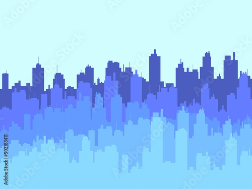 Panorama of a big city with skyscrapers. Contours of city buildings, daytime city. City skyline for print, posters and promotional materials. Vector illustration