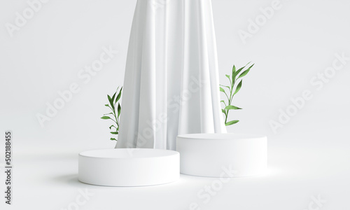 Obraz na płótnie white podium with fabric on background for product presentation