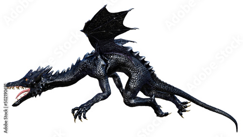 3D Rendering Fairy Tale Dragon on White