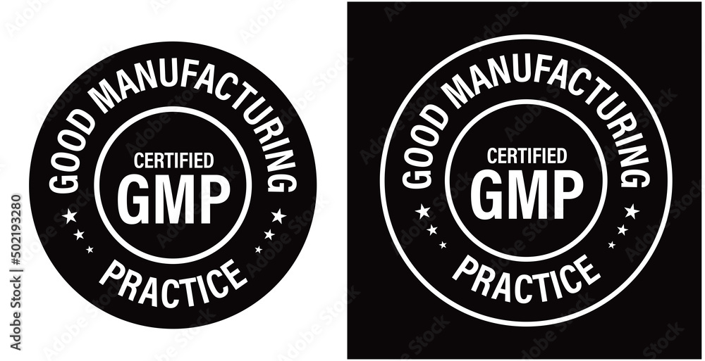 certified GMP, Good manufacturing practice vector icon, black in color,