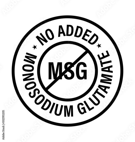 'no added monosodium glutamate' vector logo. MSG free icon