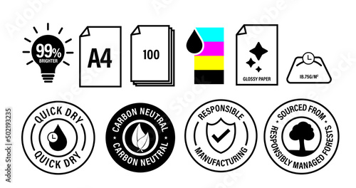 paper quality abstract. vector icon set, black in color