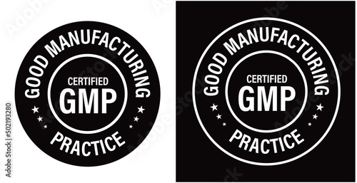 certified GMP, Good manufacturing practice vector icon, black in color,