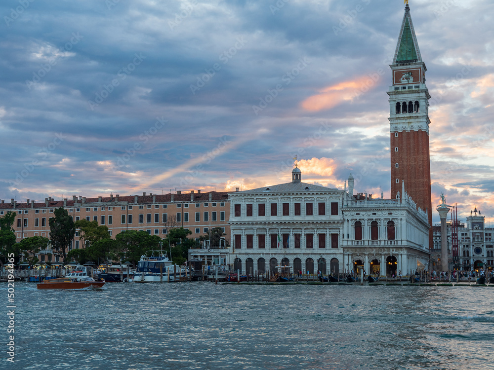 The grand canal in venice in italy with cityscape view year ST Marco station.