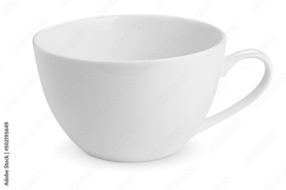 White ceramic cup. Empty coffee or tea mug. Isolated White ceramic cup. Empty coffee or tea mug. Isolated