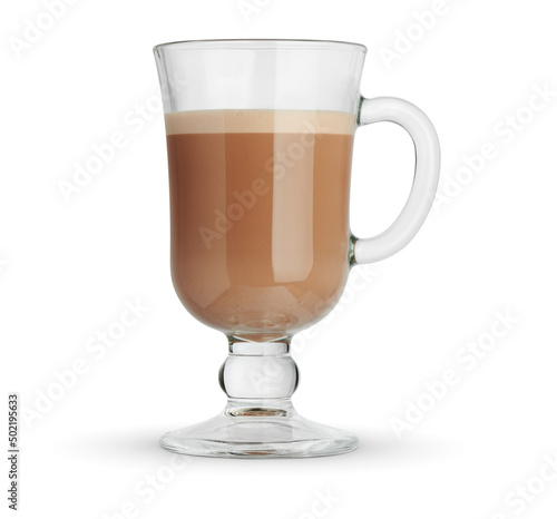 cocoa chocolate drink in a glass. Isolated