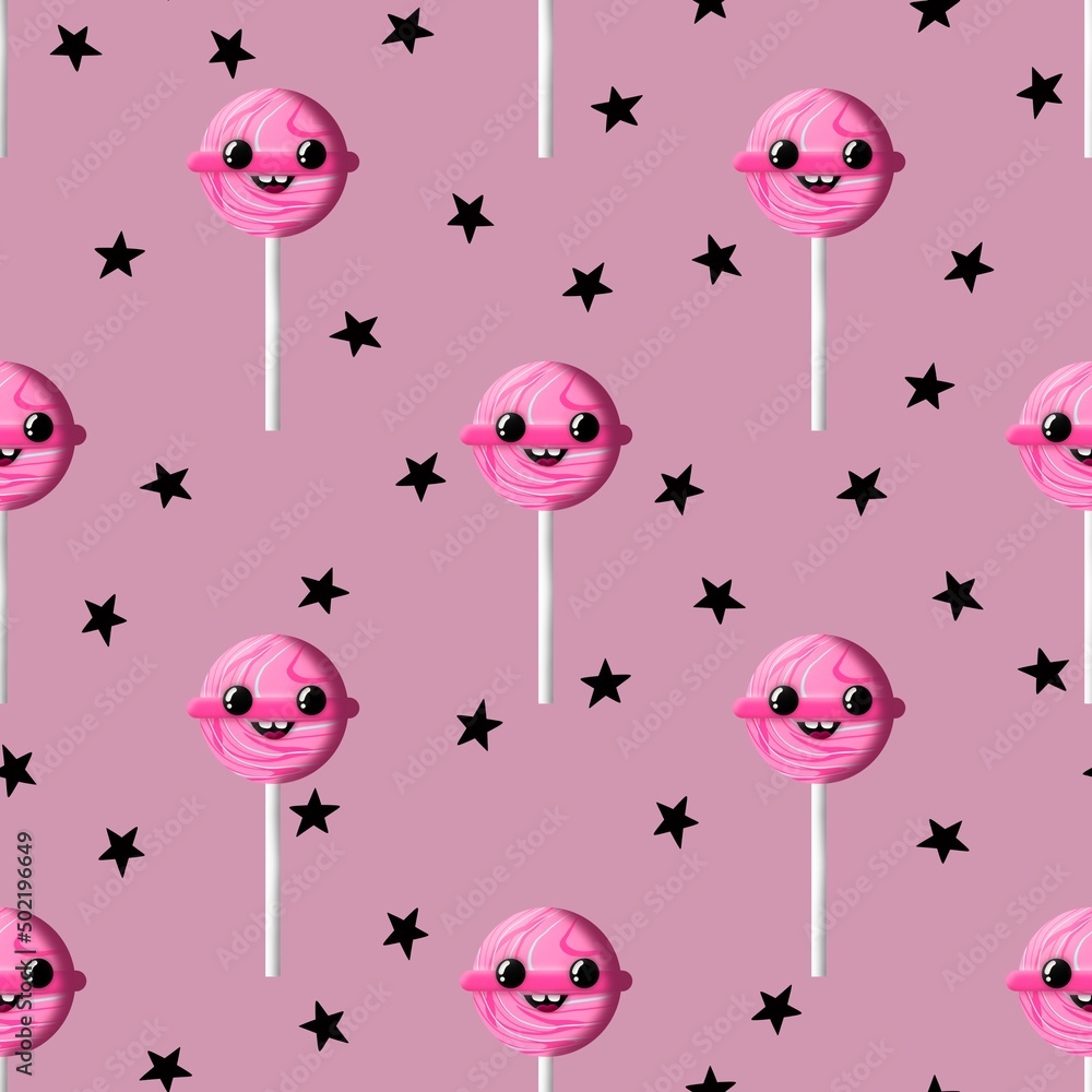Kids cartoon seamless lollipop candy pattern for fabrics and packaging and gifts and linens and wrapping paper Kids cartoon seamless lollipop candy pattern for fabrics and packaging and gifts and linens and wrapping paper