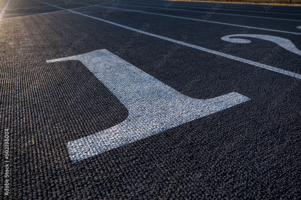 Numbered Lanes of a Track and Field Starting Point