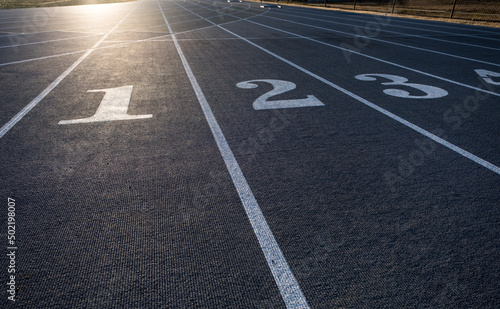 Numbered Lanes of a Track and Field Starting Point