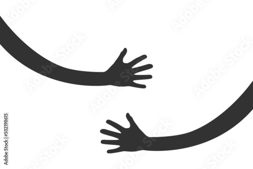 Hugging hands icon. Hand hugs. Faith in unity. A unique relationship developed. Vector.