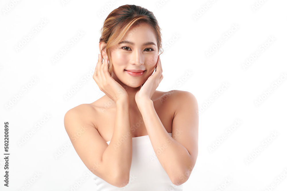 Beautiful young asian woman with clean fresh skin on white background, Face care, Facial treatment, Cosmetology, beauty and spa, Asian women portrait. Beautiful young asian woman with clean fresh skin on white background, Face care, Facial treatment, Cosmetology, beauty and spa, Asian women portrait.