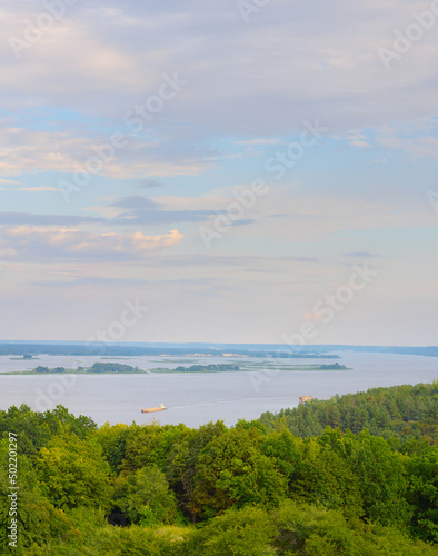 Cargo shipping boat Dnipro river