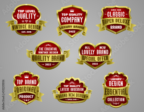 Realistic golden vector badges  collection