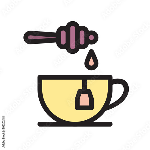Honey Tea , Tea filled outline icon.