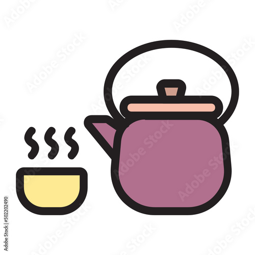 Teapot , Tea filled outline icon.