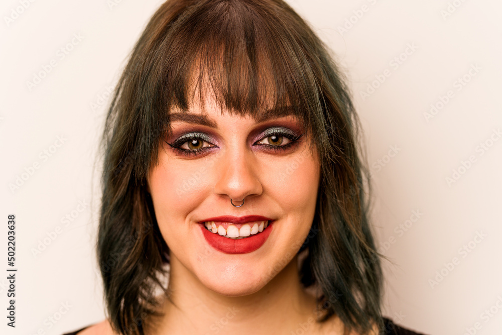 Young caucasian makeup woman isolated on white background Young caucasian makeup woman isolated on white background