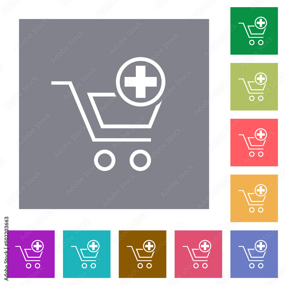 Add new cart item outline square flat icons Add new cart item outline square flat icons