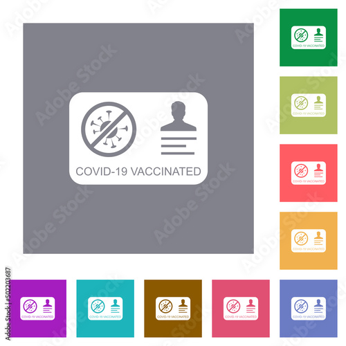 Covid 19 vaccinated square flat icons