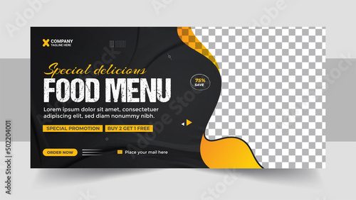 Restaurant healthy food online sale social media marketing cover or web banner template