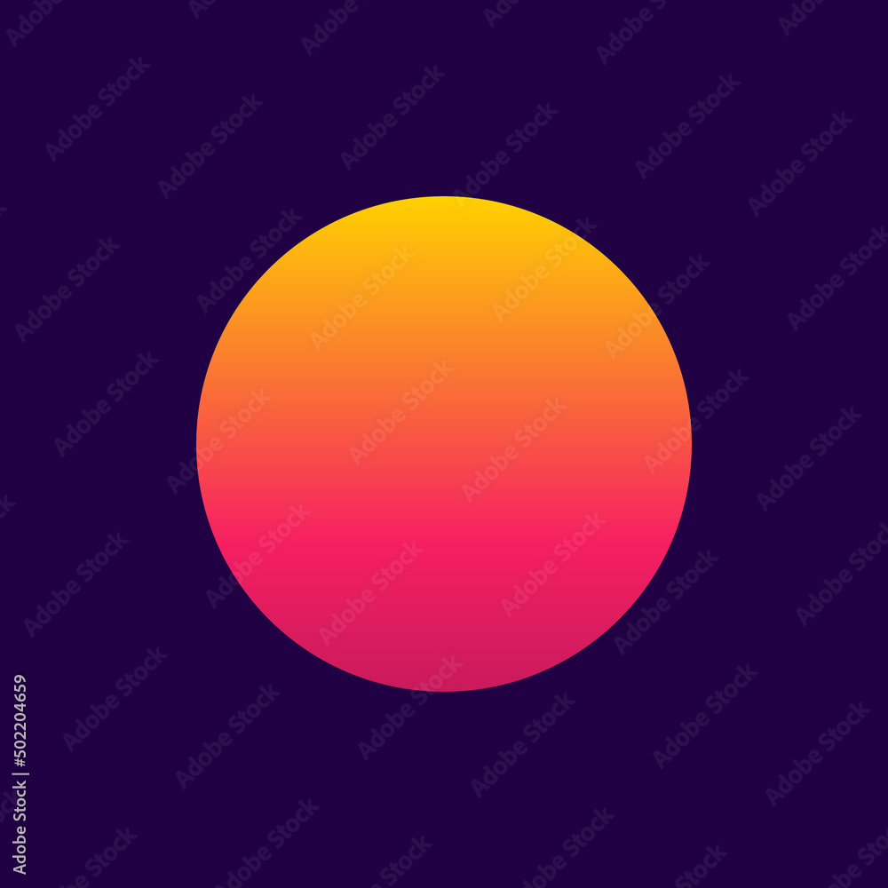 Retro sunset of 80s. Retro sunset of 90s. Background of sun for cyberpunk, disco and sunrise in miami. Gradient graphic for summer logo. Futuristic icons for flyer, music and shirt. Vector Retro sunset of 80s. Retro sunset of 90s. Background of sun for cyberpunk, disco and sunrise in miami. Gradient graphic for summer logo. Futuristic icons for flyer, music and shirt. Vector
