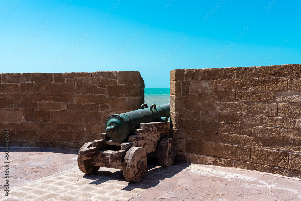 A cannon on a sea defense fortress wall