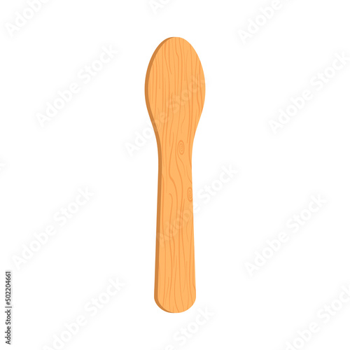 Wooden stick for popsicle and ice cream. Wood lollipop stick. Craft of wood. Brown wooden spatula isolated on white background. Vector