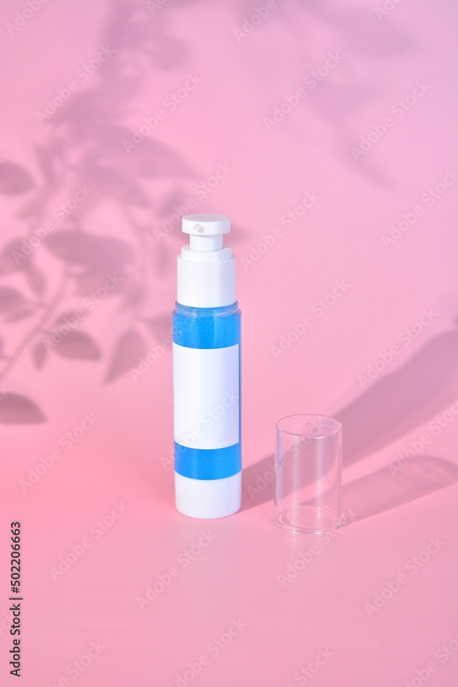 cosmetics bottle on pink background cosmetics bottle on pink background