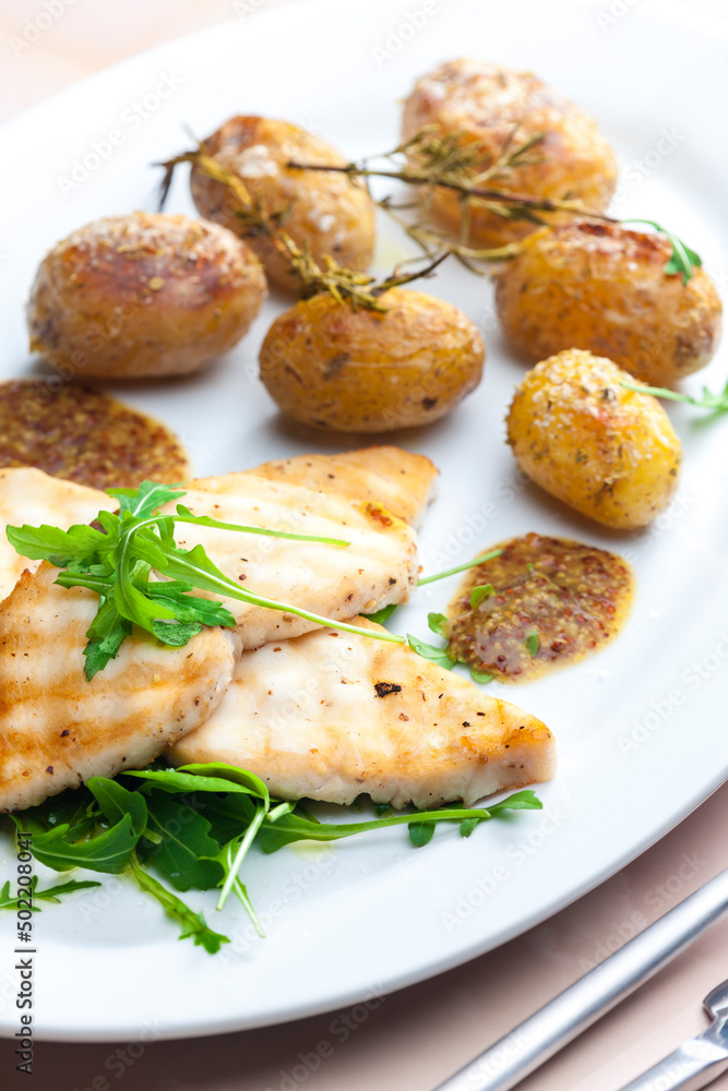 grilled fish with grilled potatoes grilled fish with grilled potatoes