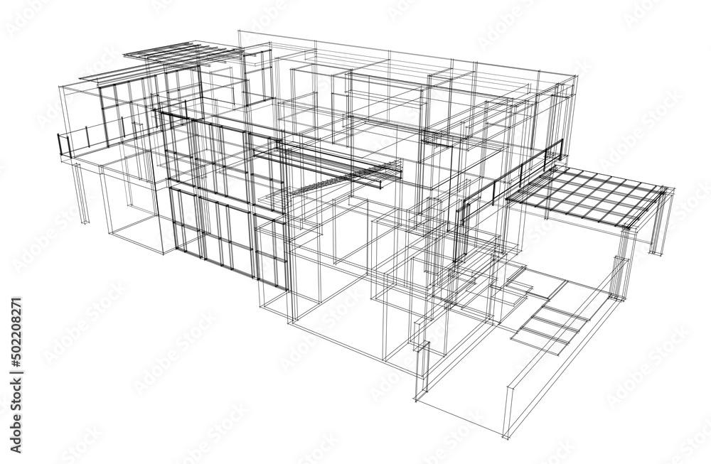 house building sketch architecture 3d illustration house building sketch architecture 3d illustration