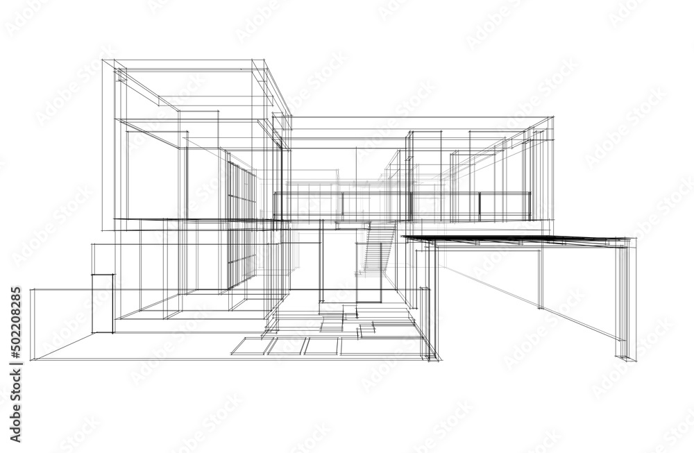 house building sketch architecture 3d illustration house building sketch architecture 3d illustration