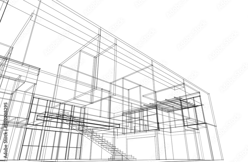 house building sketch architecture 3d illustration house building sketch architecture 3d illustration