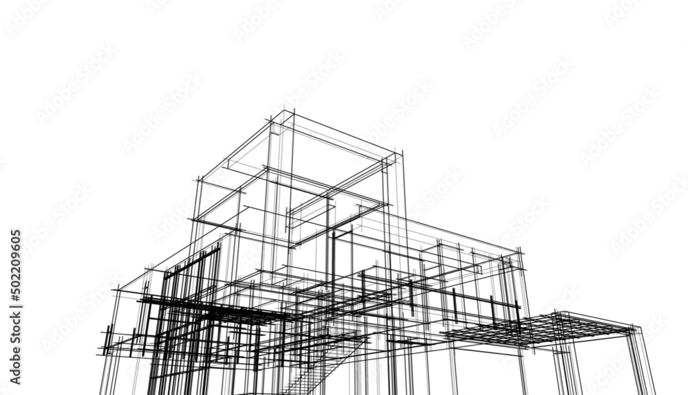 house building sketch architecture 3d illustration house building sketch architecture 3d illustration